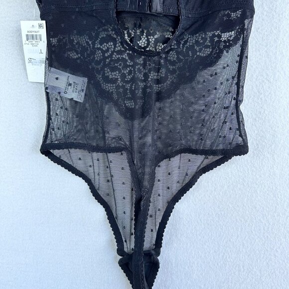 NWT INC International Concepts Bodysuit Women Small Black Mesh Grunge Cheeky - Picture 13 of 13